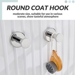 2 PCS Polished Chrome Bathroom Towel Hooks 304 Stainless Steel Round Robe