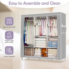 Space Saver Closet Storage Organizer Wardrobe Clothes Rack with Shelves Portable