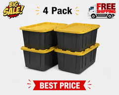 4 Pack 27 Gallon Project Source Commander Heavy Duty Stackable Storage