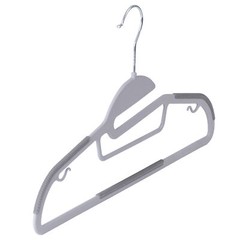 50 Pack Slim Thin Coat Shirt Plastic Hanger with Rubber Grip Swivel Hook Grey