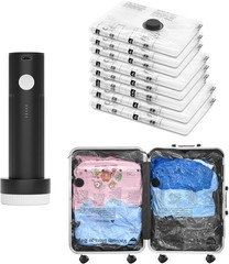 Vacuum Bags for Travel with Rechargeable Pump (2L/3M/3S) Compression 8 Combo