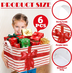 6 Pcs Foldable Christmas Storage Baskets – Red Holiday Gift Organizers