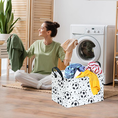 Kids Storage Basket with Soccer Print, 14.5″ x 10.2″ x 9.1″, Waterproof with Lea