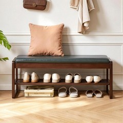 Shoe Storage Bench 39.37″ with Vegan Leather Seat, Lift Top & Shelves, Entryway