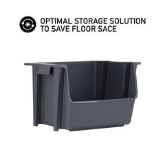2PACK Mighty Tuff Large Nesting Stack Storage Bin, All, Plastic, Gray