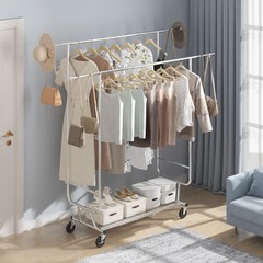 VEVOR Clothes Rack Heavy Duty Clothing Garment Rack Double Hanging Rod 600 lbs