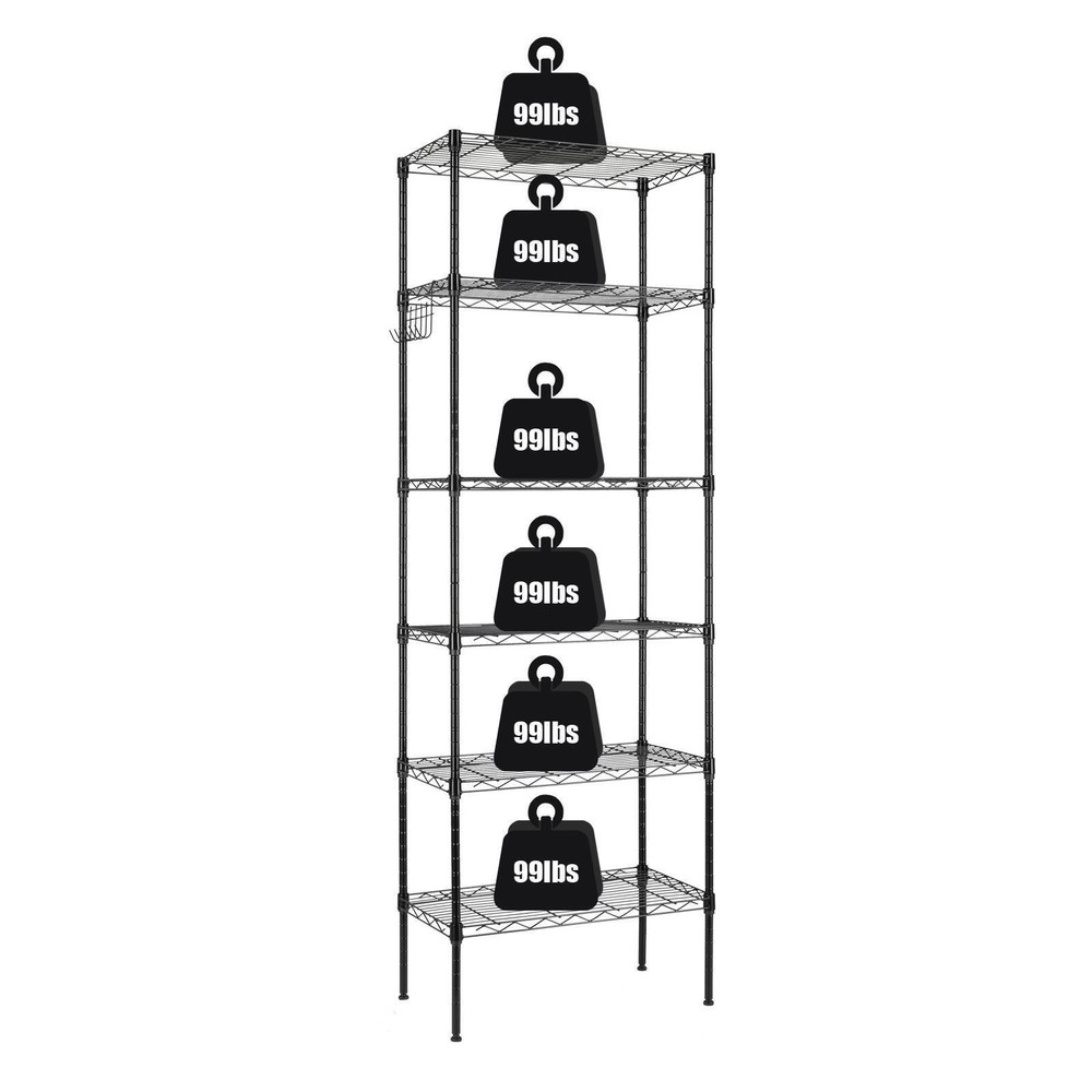 6-Tier Wire Shelving Adjustable Shelf Unit Metal Storage Garage Organization