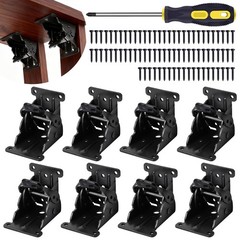 8 Pack Folding Table Leg Brackets with Self-Locking Hinges 0-90°, Folding She…