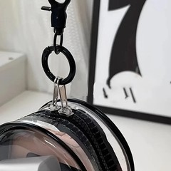Portable Mini Clear Zipper Storage Bag Earphone Charger Organizer Keychain Loop