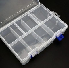 Clear Plastic ContainerBox with Tray- 8Compartments:9×6.25×2.25 in.