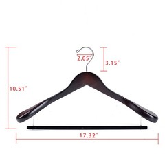 Luxury Wide Shoulder Wooden Hangers 18 Pack with Velvet Bar Smooth Mahogany F…