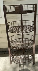 Vtg Round Stackable Iron Store fixture heavy Duty Storage Use 5 Ways 33” Hi