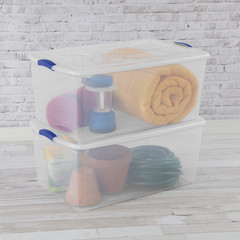 105 Quart Extra-Large Latching Storage Bin, Clear Plastic Storage Container with