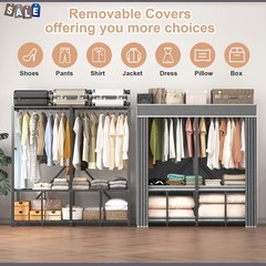 59″ Portable Clothes Closet Steel Wardrobe Rack Storage Organizer Heavy Duty