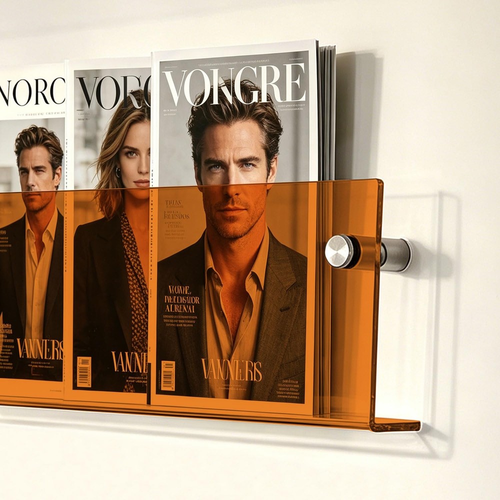 2 Pack Acrylic Magazine Holder Acrylic Magazine Rack Wall Mounted Floating Books