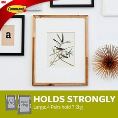 Command Picture Hanging Strips 4 Pairs Removable 0.5″ x 3.63″ White Holds 16 lbs