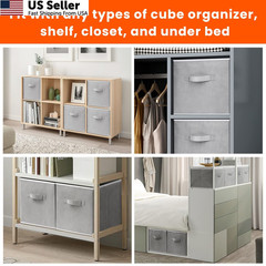 Criusia Storage Cubes – 11 Inch Heavy Duty Fabric Medium -11 inches, Grey