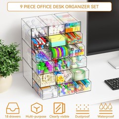 9 Pack Small Acrylic Drawers With 18 Drawers,Clear Drawer Organizers Stackabl…