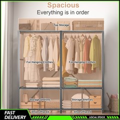 59in Heavy Duty Closet Organizer Syste Freestanding Clothing Racks Clothes Rack