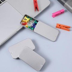 3 Pack Metal Tin Box with Lid, Metal Rectangular Tins with Hinged Lid, Portable