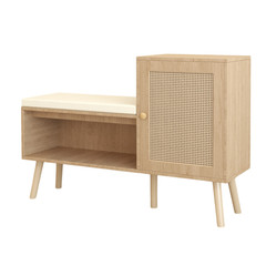 2-in-1 Shoe Storage Bench Shoe Cabinet w/Adjustable Shelves,Seat Cushion Hallway
