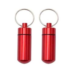2pcs Pills Box Small Aluminum Alloys Travel Storage Box Key Chain Travel Outdoor