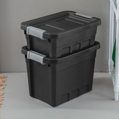 Sterilite 4 Gallon Industrial Storage Totes with Latch Clip Lids, Black (6 Pack)