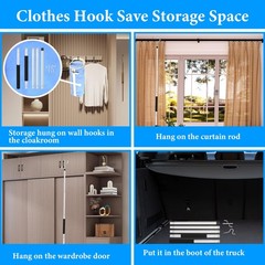 Frebuta Clothes Hook Pole Heavy Duty,32 to 80In Retail Clothing Hook Pole Lon…