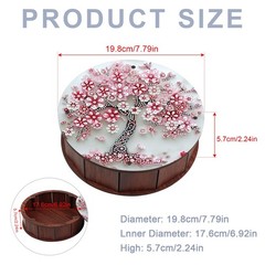 5D Diamond Painting Snack Storage Box – Cherry Blossom Tree Design Round Wood…