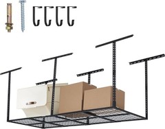 600LB Capacity Ceiling Storage Rack, 96x36in Steel, Adjustable Garage Organizer