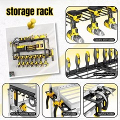 Power Tool Organizer Wall Mount with Side Hooks – 3 Tier Expandable Tool Rack…