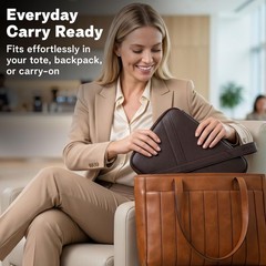 Vegan Leather Travel Tech Pouch, Electronics & Cable Case Organizer with Padd…