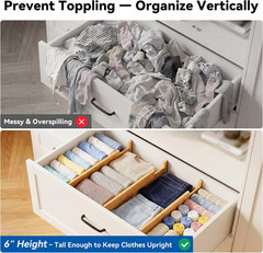 4 Pack Deep Drawer Dividers, 6″ High Bamboo Expandable Drawer Organizers, 17-22″