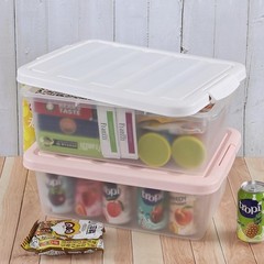 Yubine 2 Packs Plastic Storage Bin with Lid, 14 Quart Latching 14 qt, clear