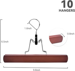 Cherry Wooden Non-Slip Pants Hangers – 10 Pack for Jeans & Skirts