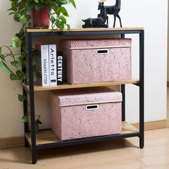 Large Collapsible Storage Bin with Lid 17.7″, Fabric Cube Organizer