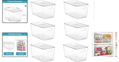 6 Count XL Stackable Storage Bins – Durable & Water-Resistant with Lift-Off Lids