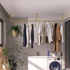 Industrial Pipe Clothes Rack Wall Mounted Hanging Bar Garment Rail Detachable