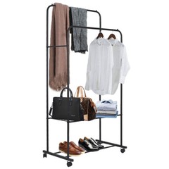Industrial Pipe Metal Clothes Rail Heavy Duty Garment Hanging Rack Laundry Room