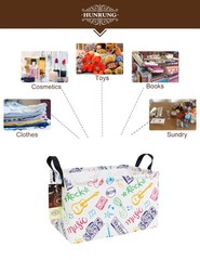 HUNRUNG Canvas Storage Basket Rectangle Organizer Bin for Toys Books
