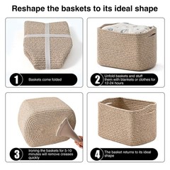 4 PCS 12.5×9.1×7.9 Inch Mixed Brown Woven Cotton Rope Small Storage Baskets