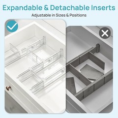 Drawer Dividers Adjustable Expandable Plastic Organizer Separator for Flatware