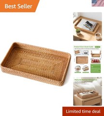 Lightweight and Elegant Rattan Wicker Tray – Perfect for Home Decor 14.6″ x 9.1″