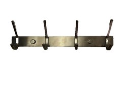 WEBI Heavy Duty Silver Metal Wall Mounted Coat Hook Rack, 4 Traditional Hooks