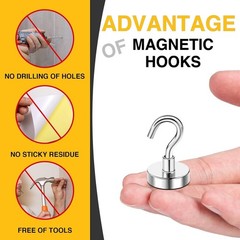 Heavy Duty 20pack Silver Magnetic Hooks 30lbs+