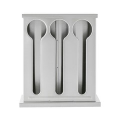 8.07*3.54*9.25“ Silver 3 Compartment Stainless Steel Cutlery Organizer With Lid