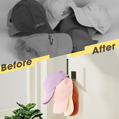 2 Pack Stainless Steel Hat Racks Baseball Cap Organizer Holder Black 6in