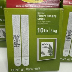 3M Command Narrow Picture Hanging Strips 9 Packs 10 lb 4 Pairs Each Bundle