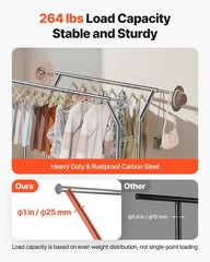 Uimoso Rolling Clothes Rack Garment Rack with Wheels & Storage Adjustable Height