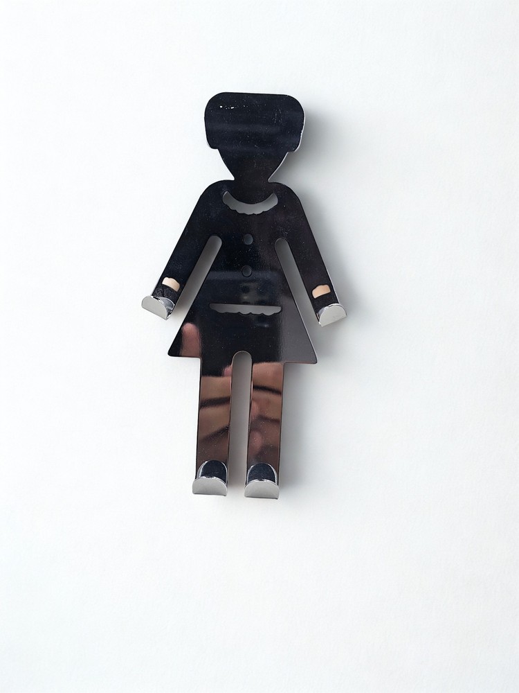 Vintage Chrome Figural Woman Silhouette Over-Door Hook Hanger
